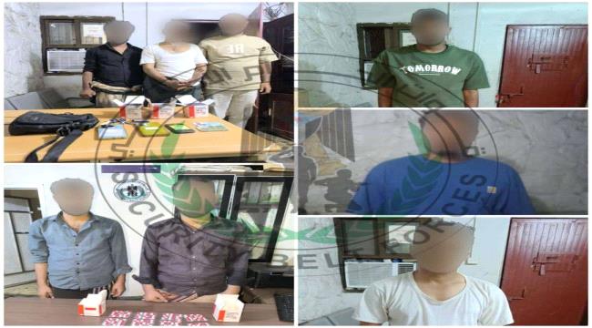 قوات الحزام الأمني بعدن تضبط عصابة لترويج مادة البريجبالين المخدرة في البريقة