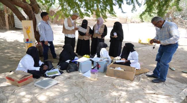 فريق إشرافي يصل أبين للوقوف على سير حملة نشاط الجولة الاولى من الايصالي التكاملي