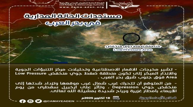 الأرصاد الجوية تكشف عن تكون منطقة ضغط جوي منخفض فوق جنوب شرق بحر العرب ...